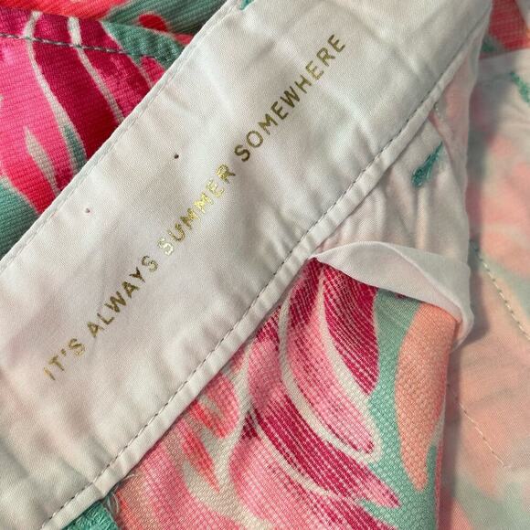 Lilly Pulitzer Womens 10" Chipper Bermuda Shorts Twill Cotton Size 2 Pink Aqua - Picture 8 of 9